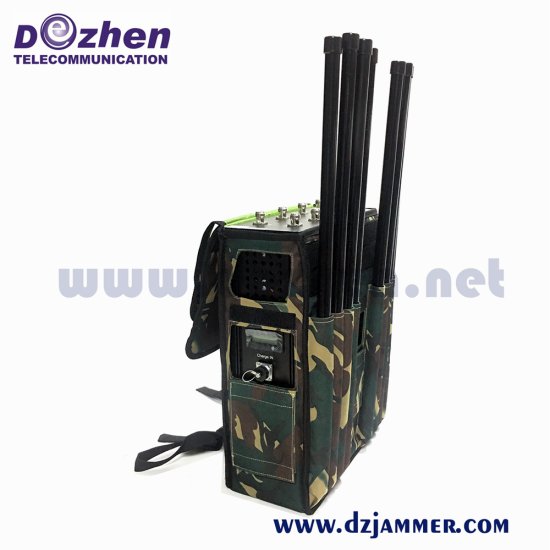 8 Bands Omnidirectional antenna Cell Phone Signal Backpack Jammer 200m Military High Power GPS WiFi 5.8g 90 watt - Click Image to Close